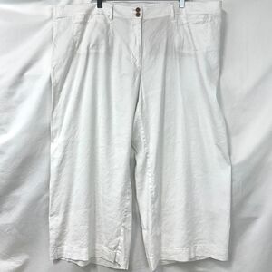 J. JILL Linen Stretch White Pull On Elastic Waist Crop Pants Pockets Womens 4x